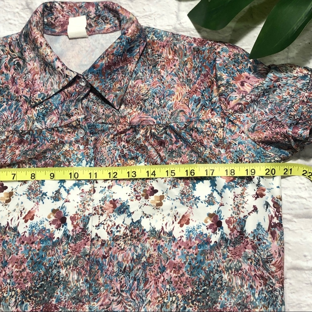 Vintage 1970’s LIND-CLARE Oversized Floral Blouse - Picture 3 of 8